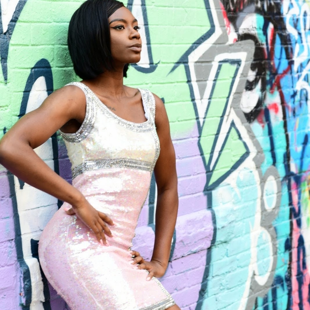 80s pastel sorbet sequin dress